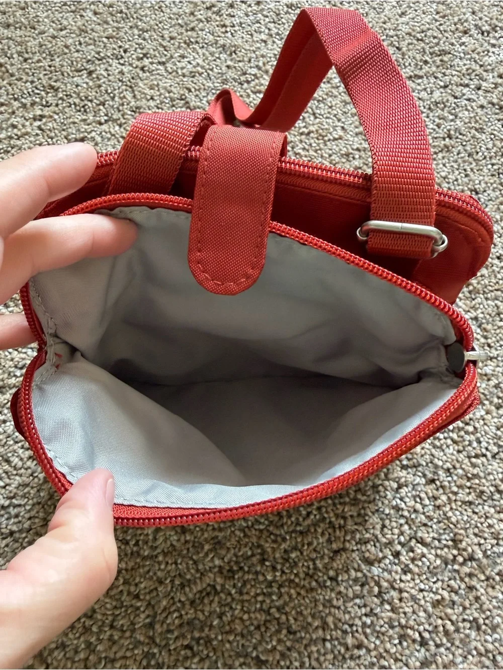 BAGGALLINI Rust Red Nylon Zippered Crossbody Shoulder Bag